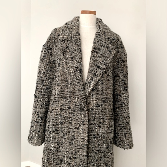 Aritzia Wilfred The New Only Tailored Coat in Grey/Black Wool Boucle Size Large - Picture 6 of 13